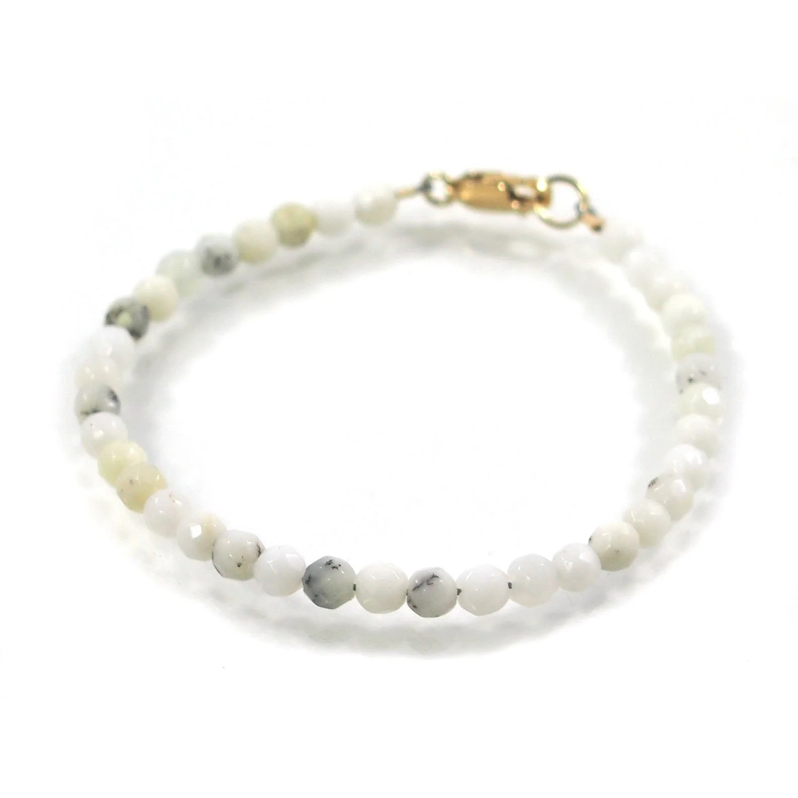 White Opal 4mm Faceted Round Bracelet with Gold Filled Lobster Clasp - Image 2