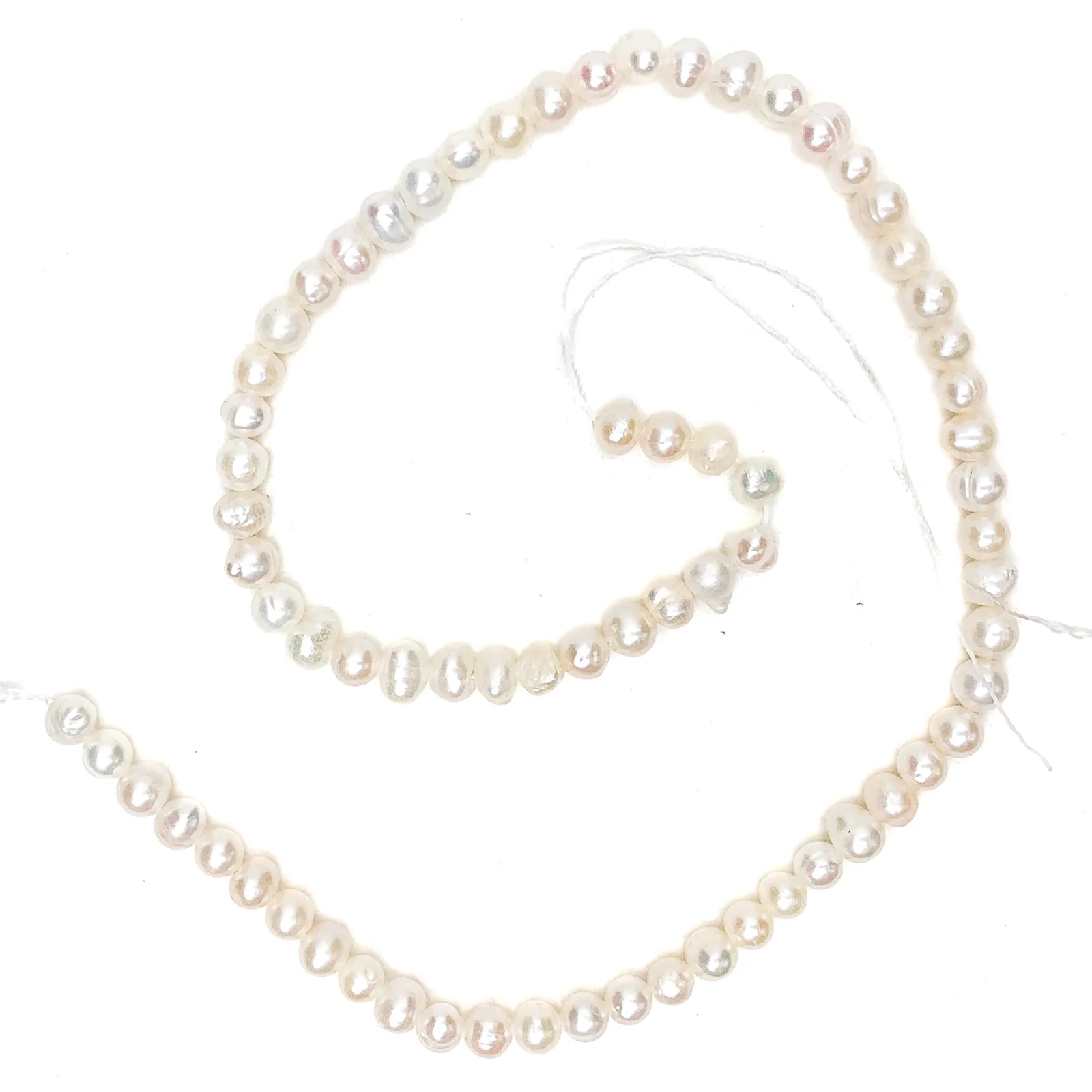 White Small Potato Freshwater Pearl Bead Strand - Image 2