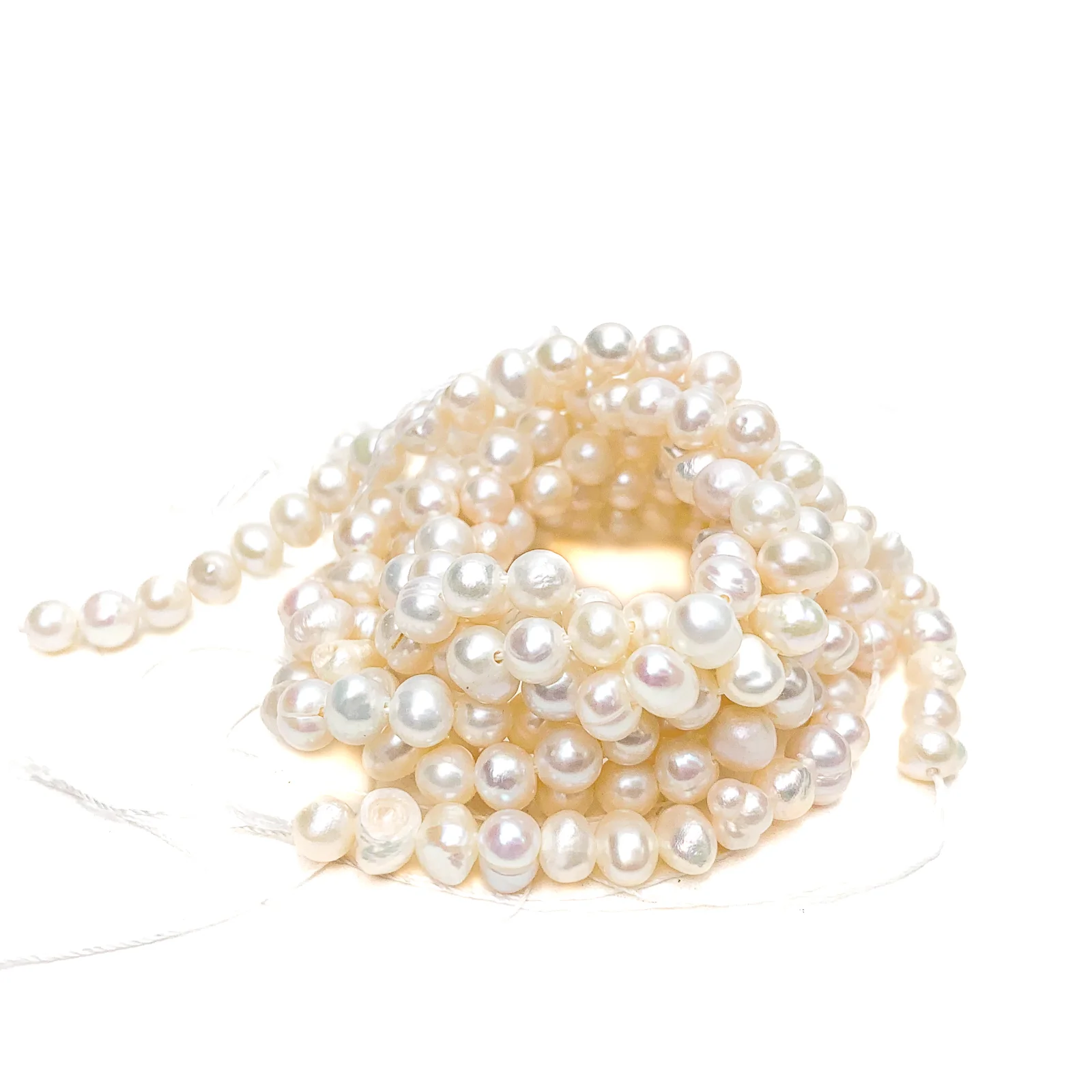 White Small Potato Freshwater Pearl Bead Strand - Image 3