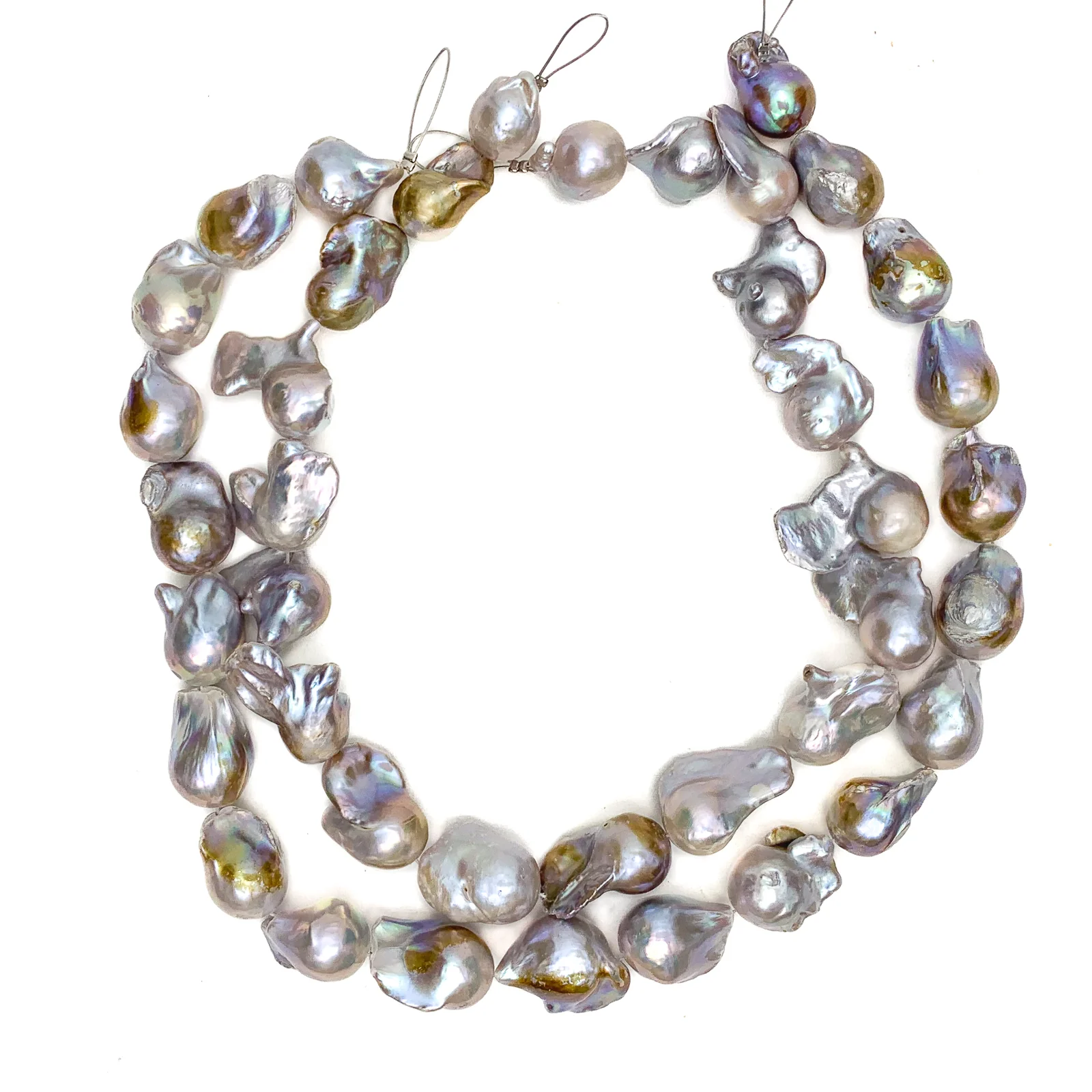 XL Mauve Rainbow Polliwog  Freshwater Pearl Bead Strand - Image 2