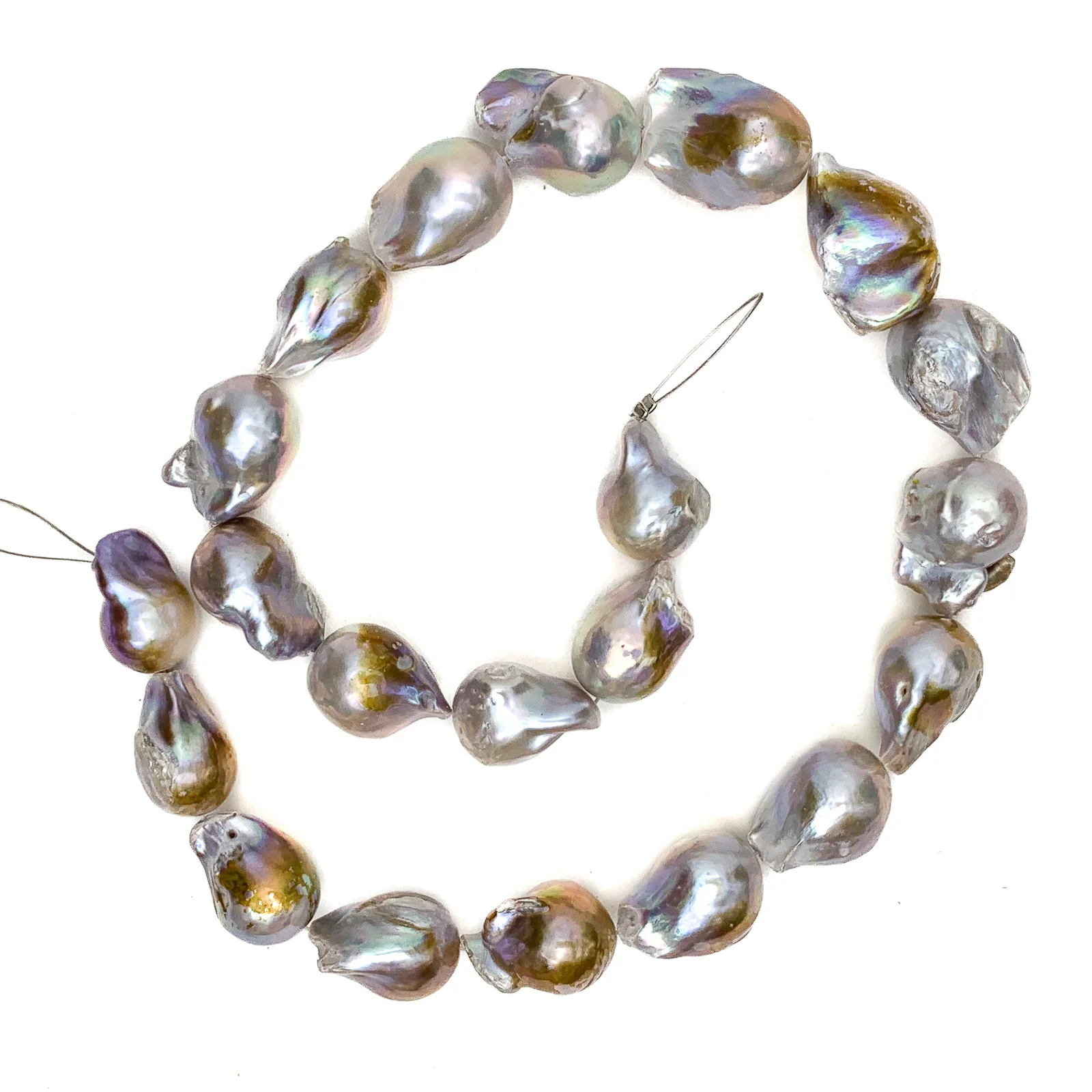 XL Mauve Rainbow Polliwog  Freshwater Pearl Bead Strand - Image 5