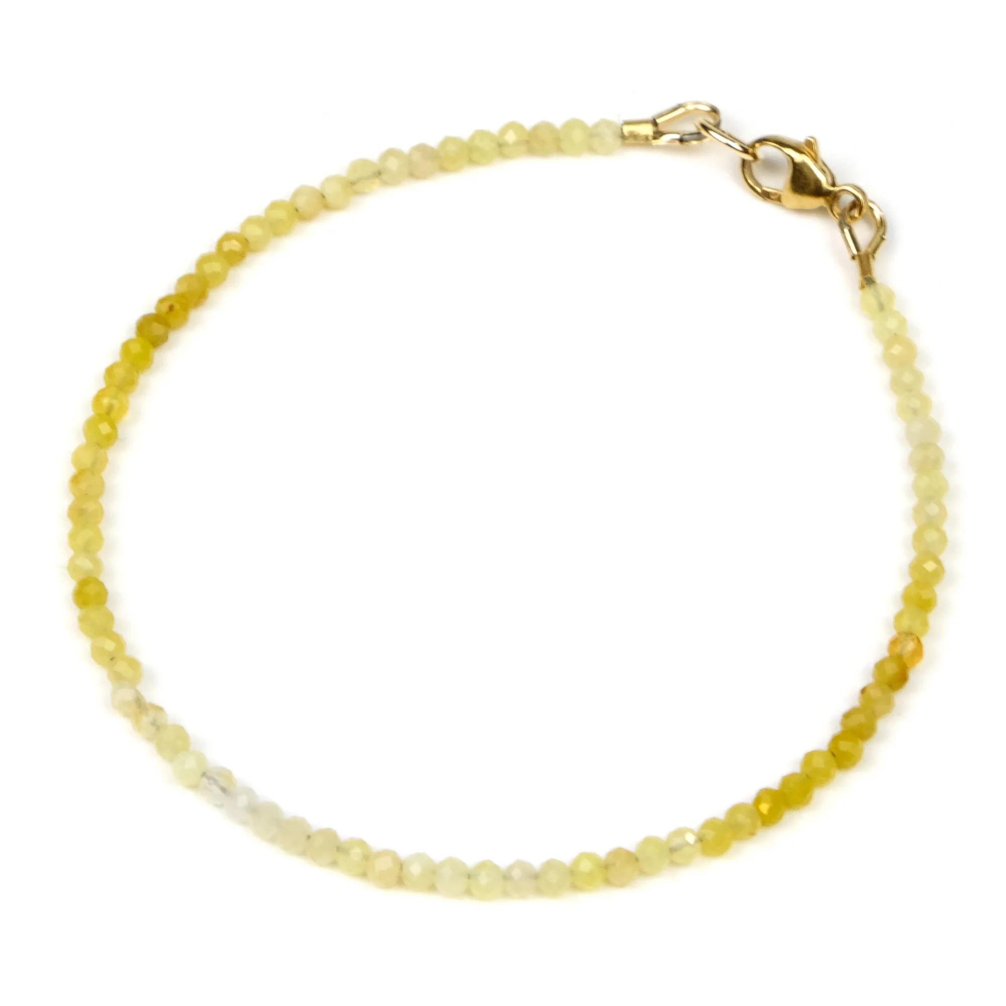 Yellow Opal 2.5mm Faceted Rounds Bracelet with Gold Filled Trigger Clasp - Image 2
