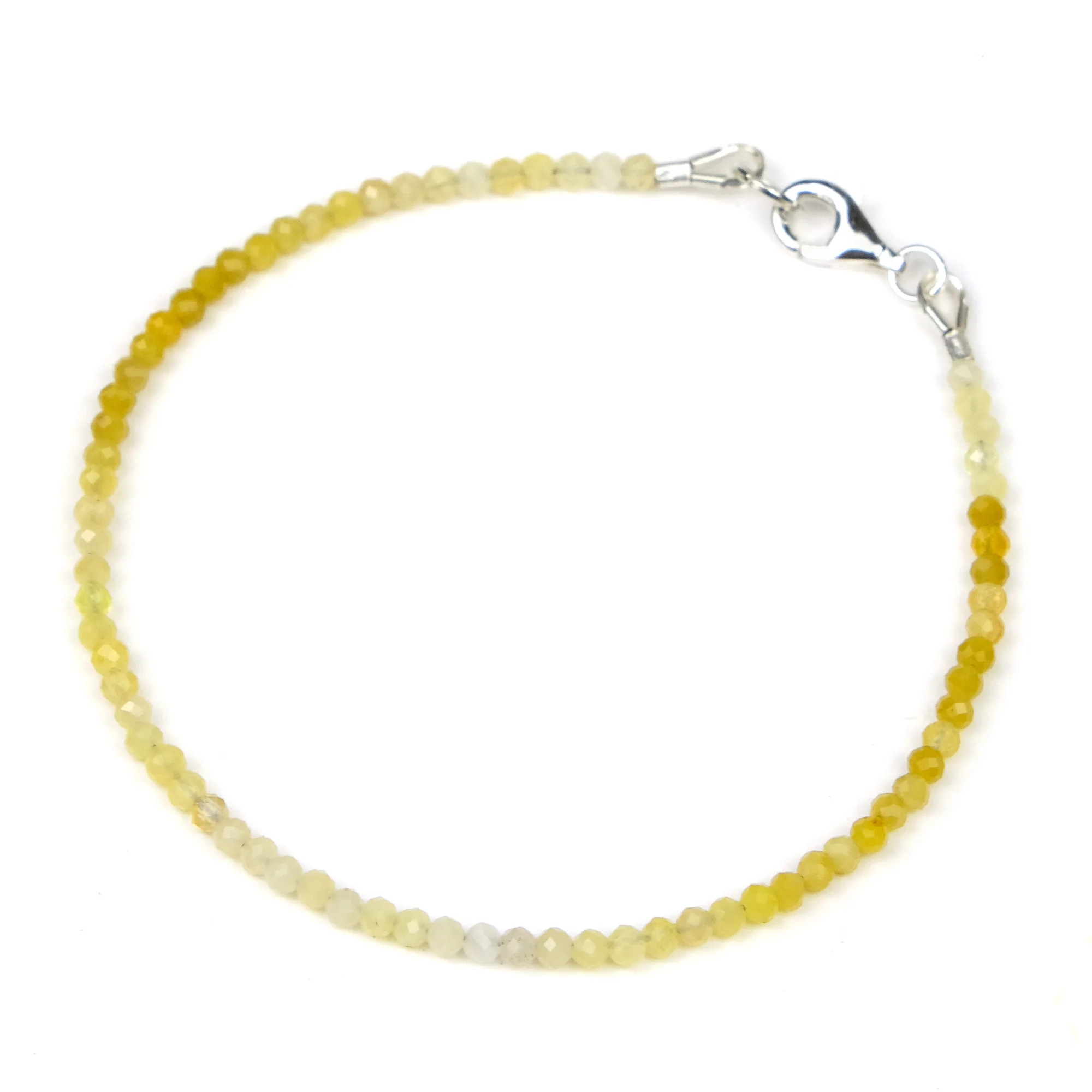 Yellow Opal 2.5mm Faceted Rounds Bracelet with Sterling Silver Trigger Clasp - Image 2