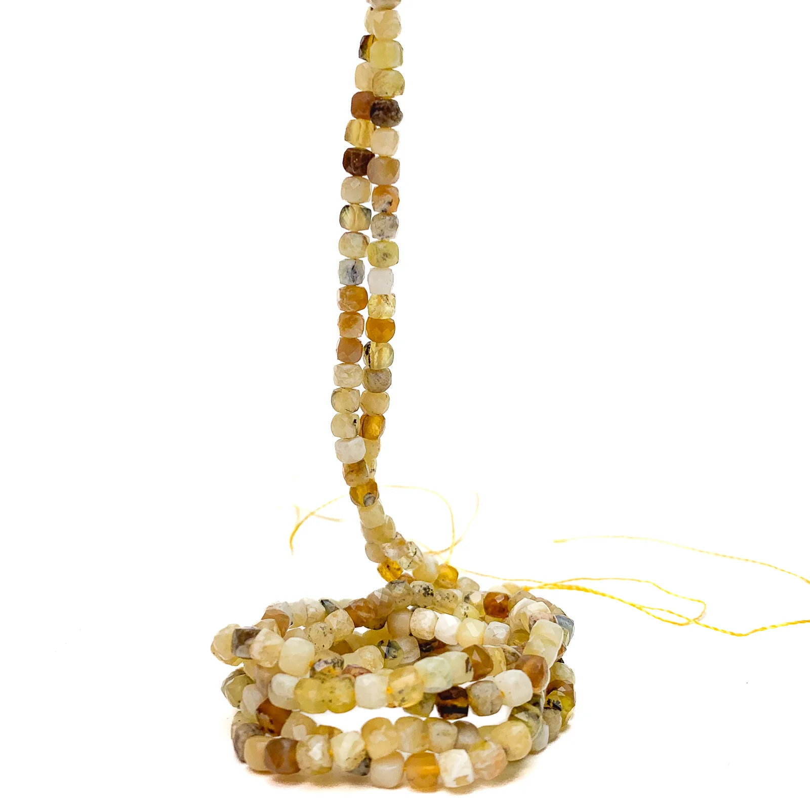 Yellow Opal 4mm Faceted Cubes Bead Strand - Image 3