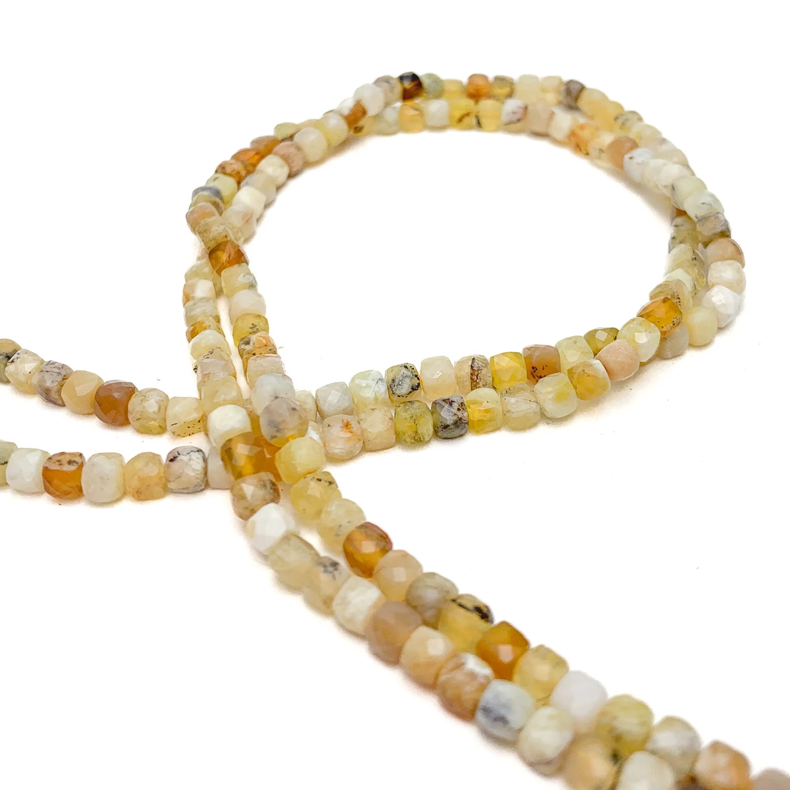 Yellow Opal 4mm Faceted Cubes Bead Strand - Image 5