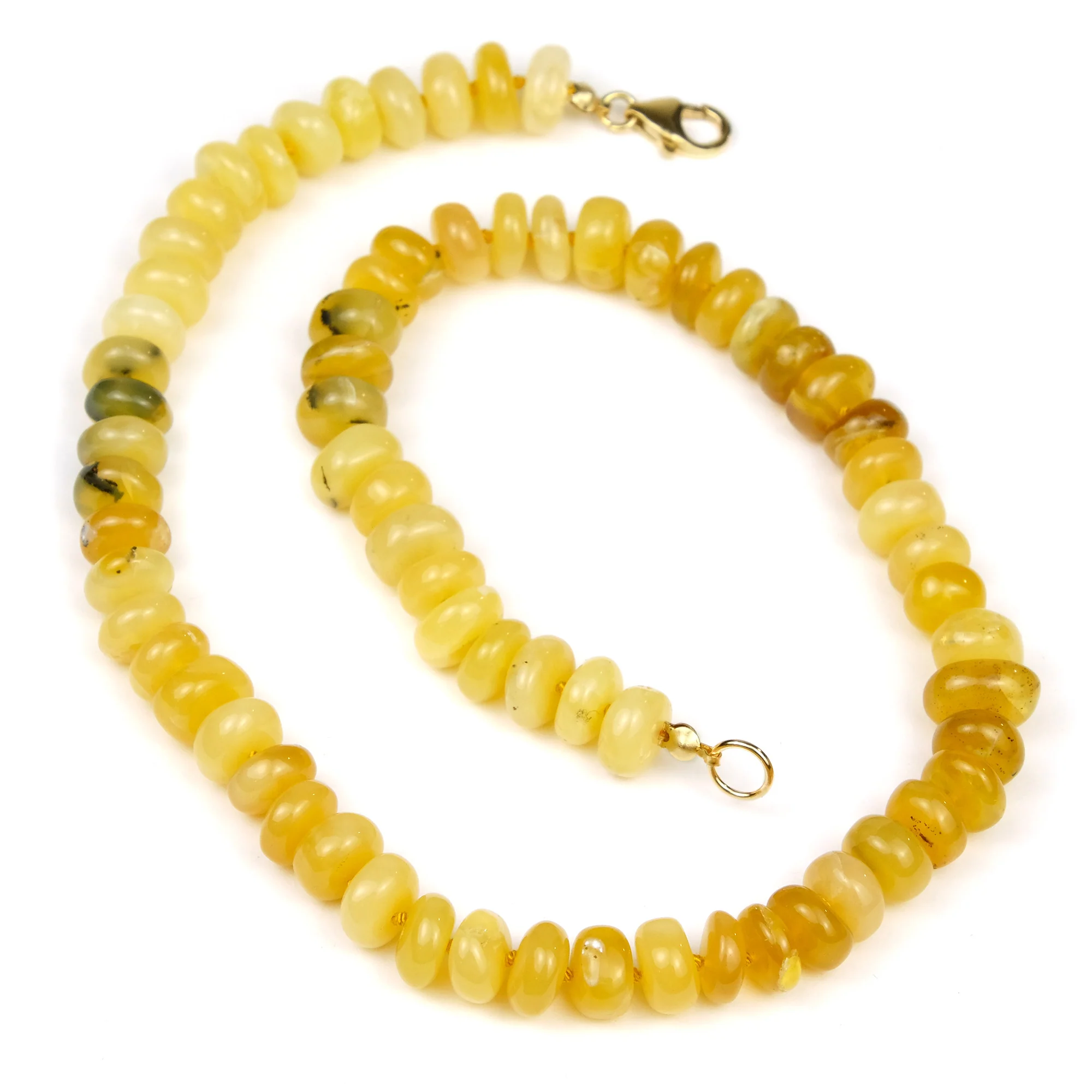 Yellow Opal 9mm Rondelle Knotted Necklace with Gold Filled Trigger Clasp - Image 2