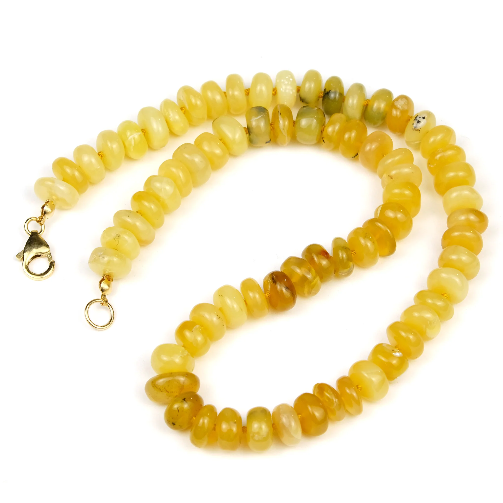 Yellow Opal 9mm Rondelle Knotted Necklace with Gold Filled Trigger Clasp - Image 3