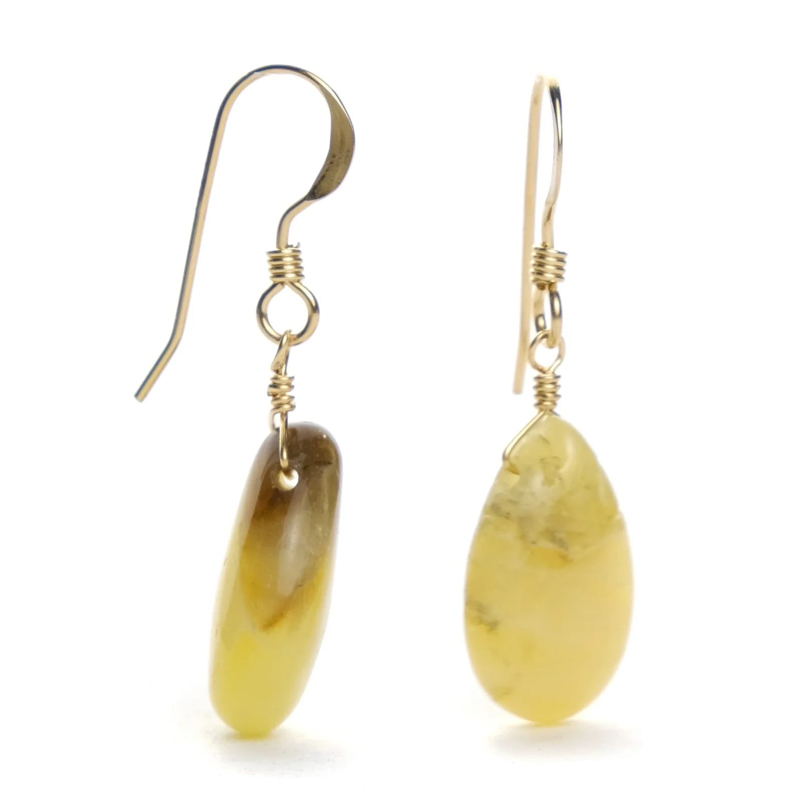 Yellow Opal Earrings With Golf Filled French Ear Wires - Image 2