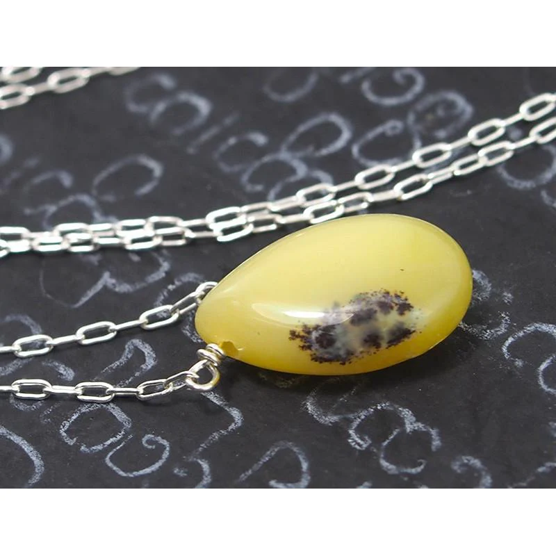 Yellow Opal Necklace On Sterling Silver Chain With Sterling Silver Trigger Clasp - Image 2