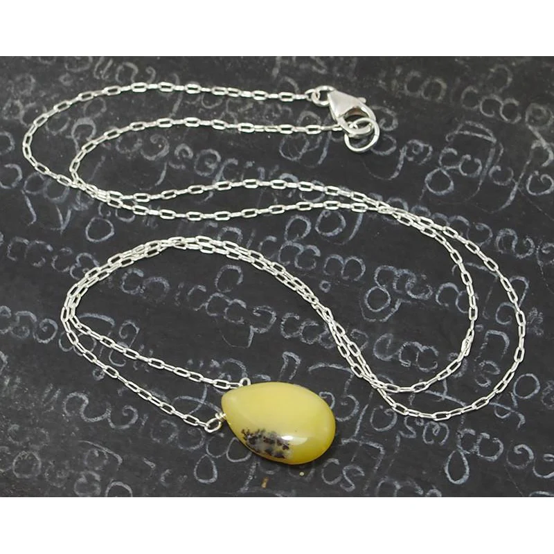 Yellow Opal Necklace On Sterling Silver Chain With Sterling Silver Trigger Clasp - Image 3