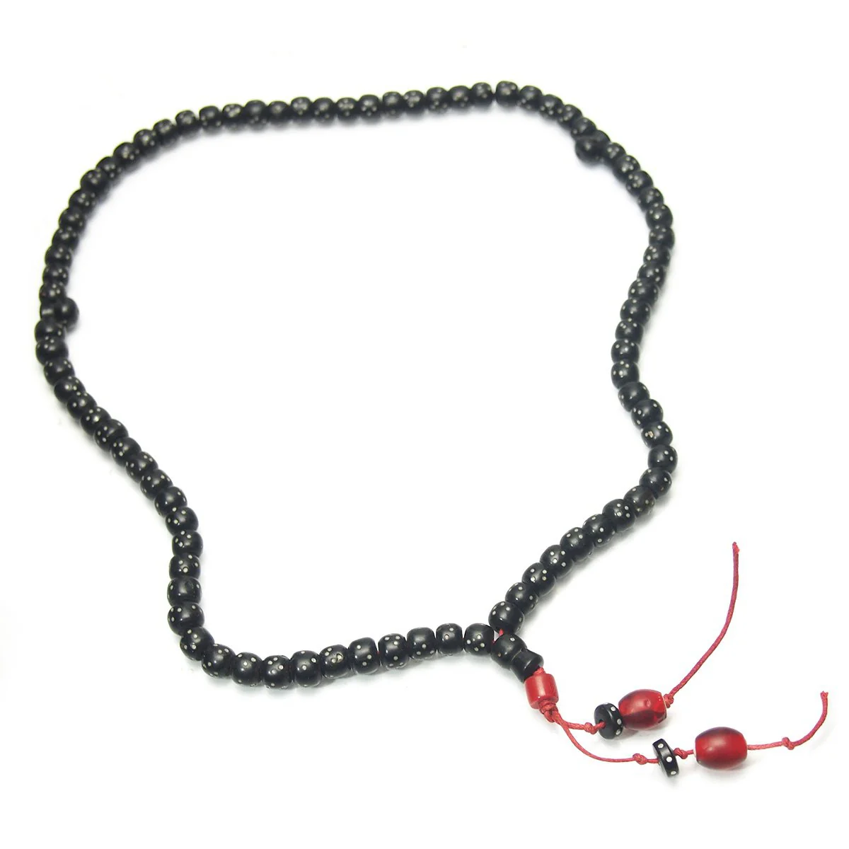Yemen Heirloom Black Plastic Resin "Black Coral" Prayer Beads Hand Inlaid with Silver - Image 5