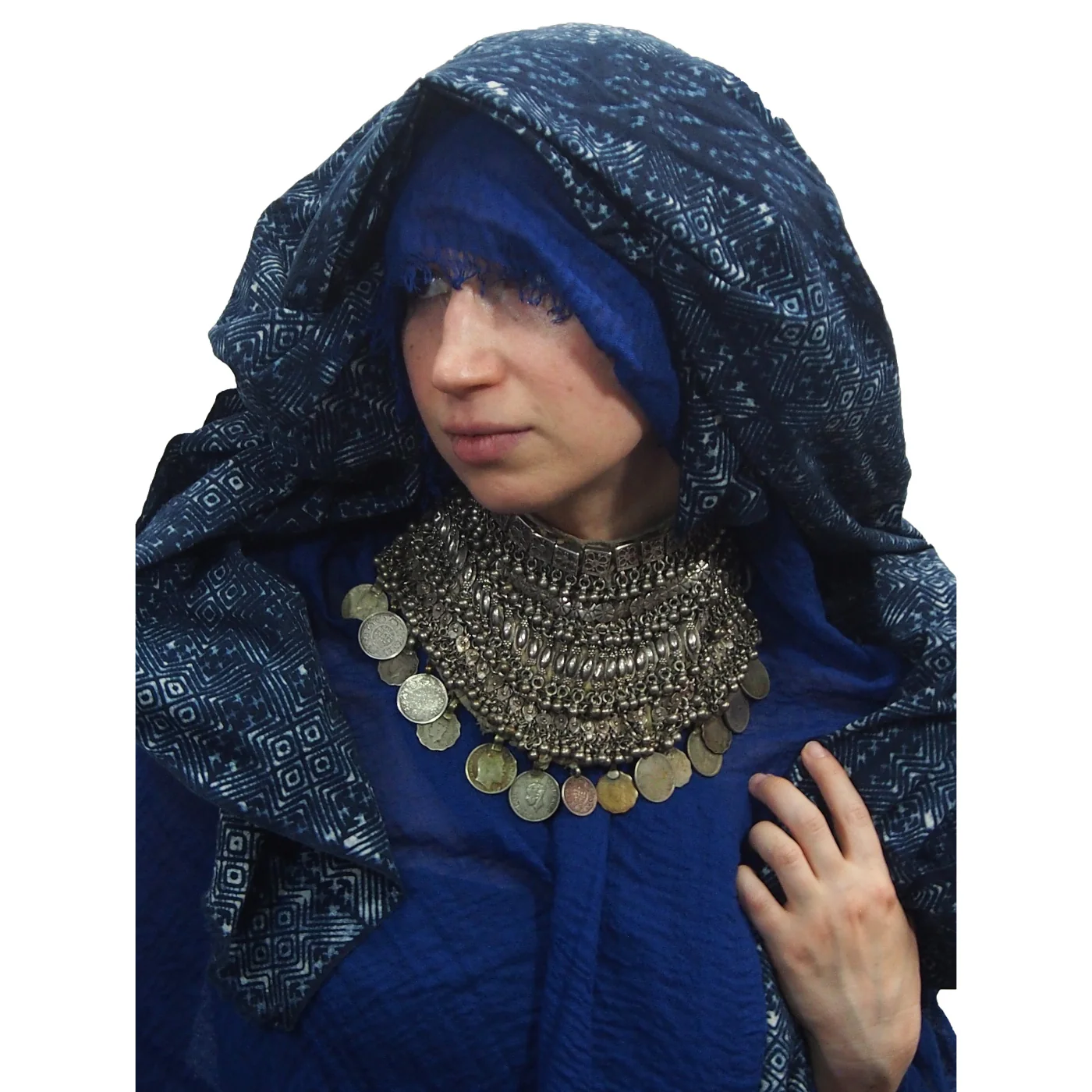 Yemeni Women's Veil/ Dowry Necklace with Old Coins - Image 2
