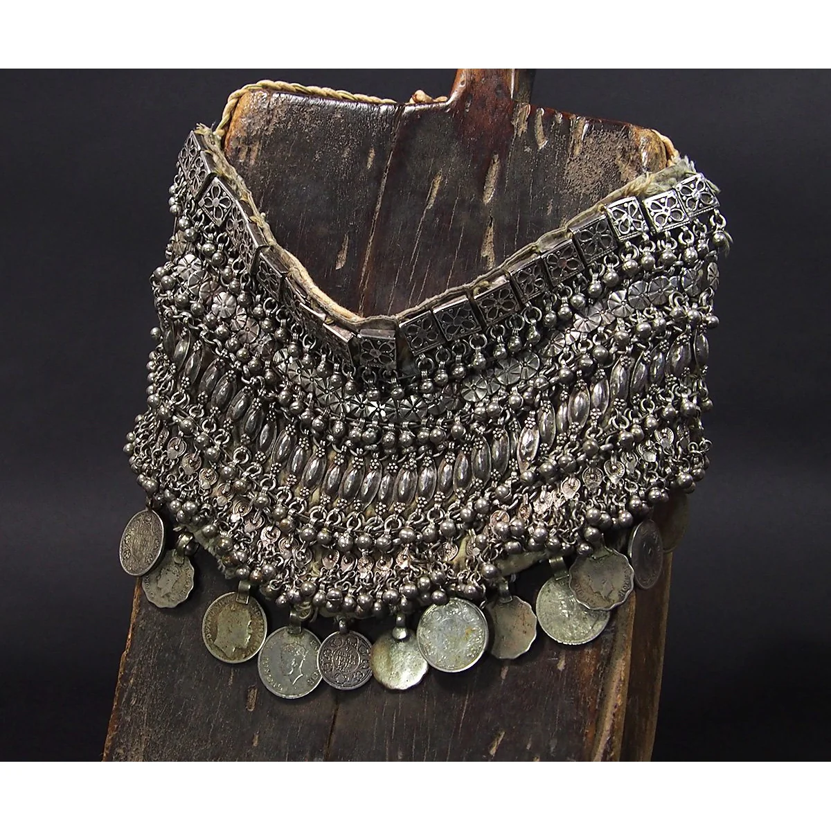 Yemeni Women's Veil/ Dowry Necklace with Old Coins - Image 3