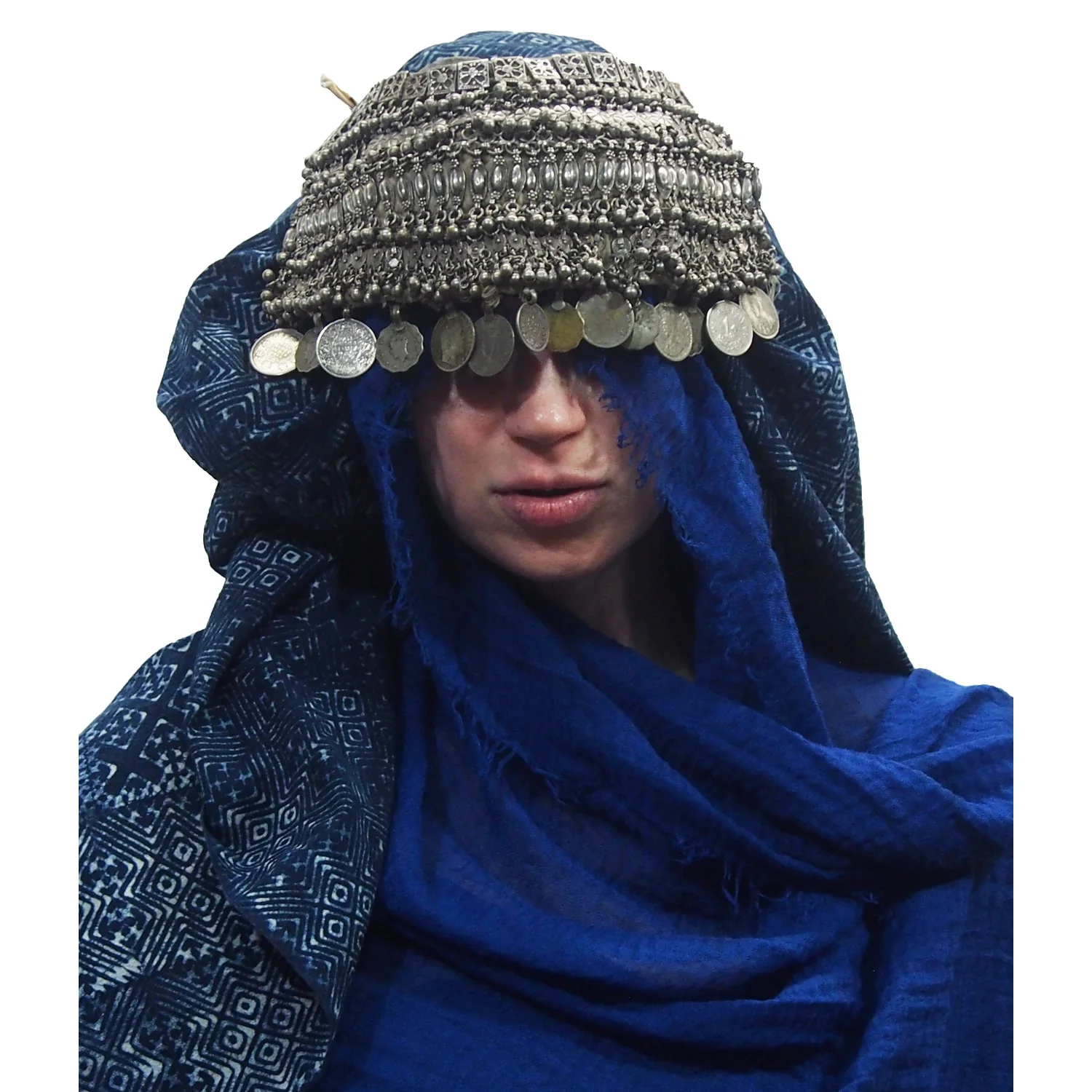 Yemeni Women's Veil/ Dowry Necklace with Old Coins - Image 4