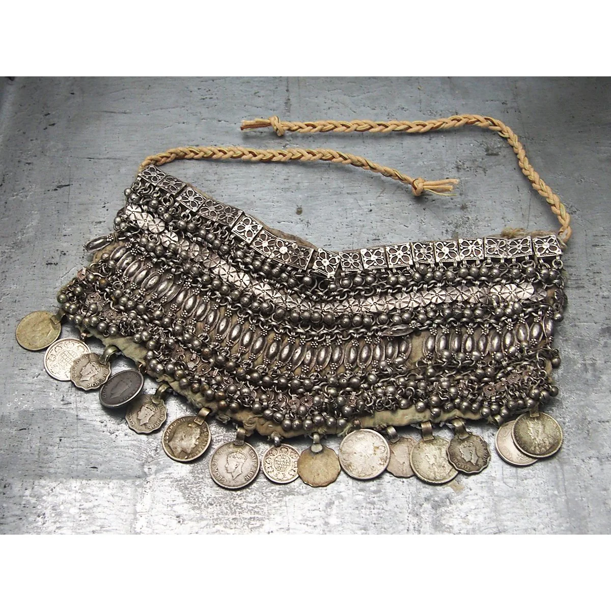 Yemeni Women's Veil/ Dowry Necklace with Old Coins - Image 5