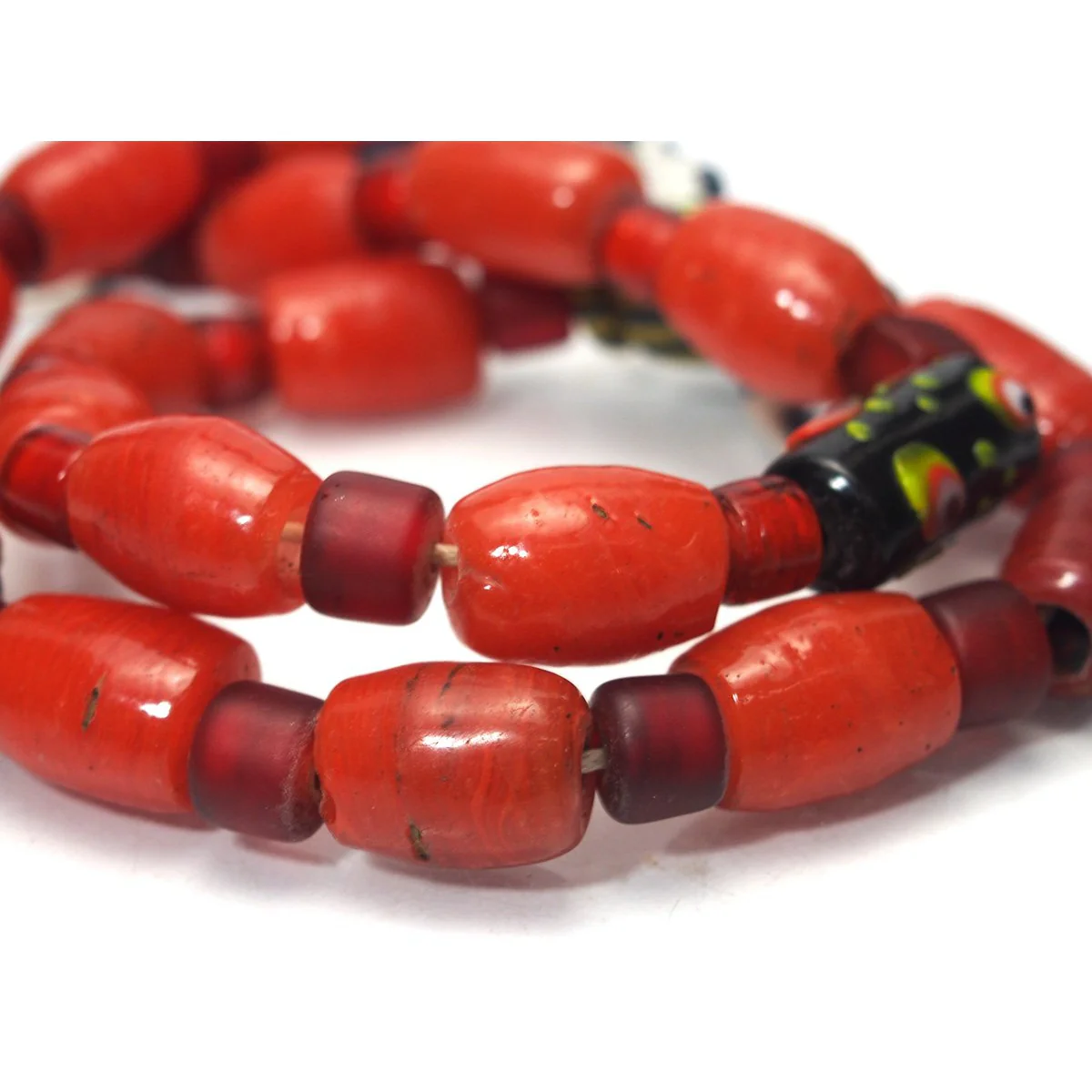 Yoruba "Ateyun" Powder Glass "Coral" Heirloom Beads from Nigeria ca.1900 - Image 6