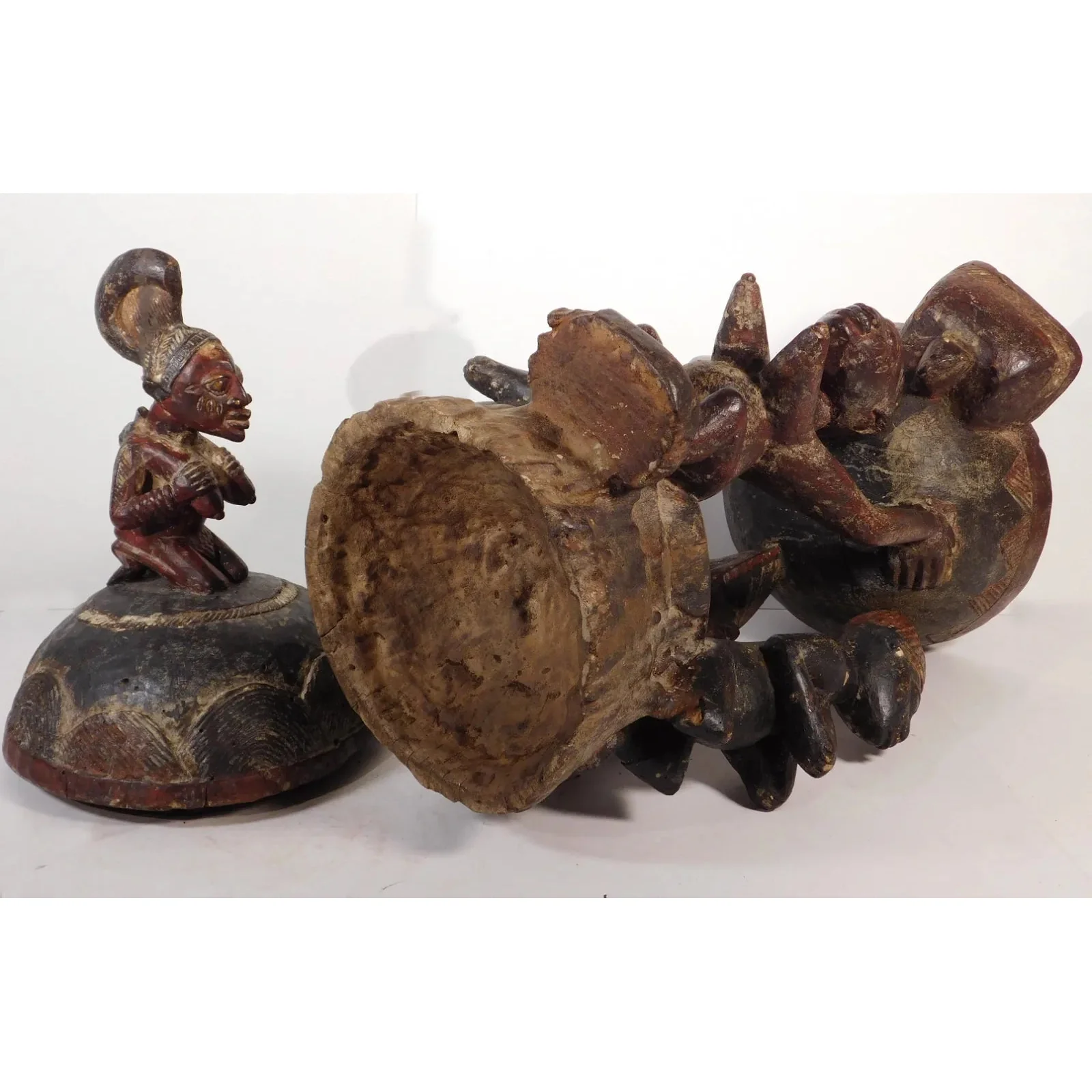 Yoruba Ceremonial Bowl With 5 Figures, Nigeria #1109 - Image 4