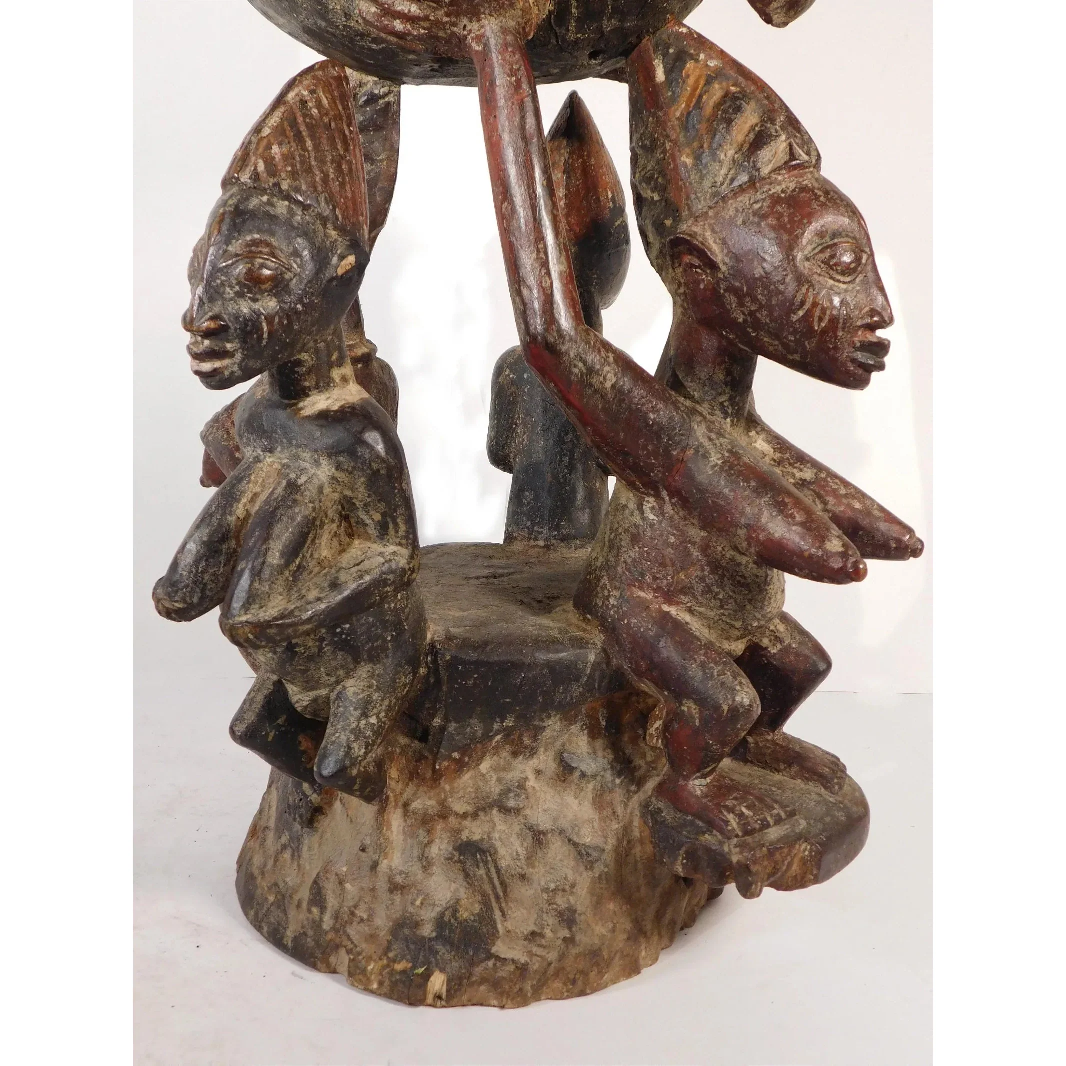 Yoruba Ceremonial Bowl With 5 Figures, Nigeria #1109 - Image 6