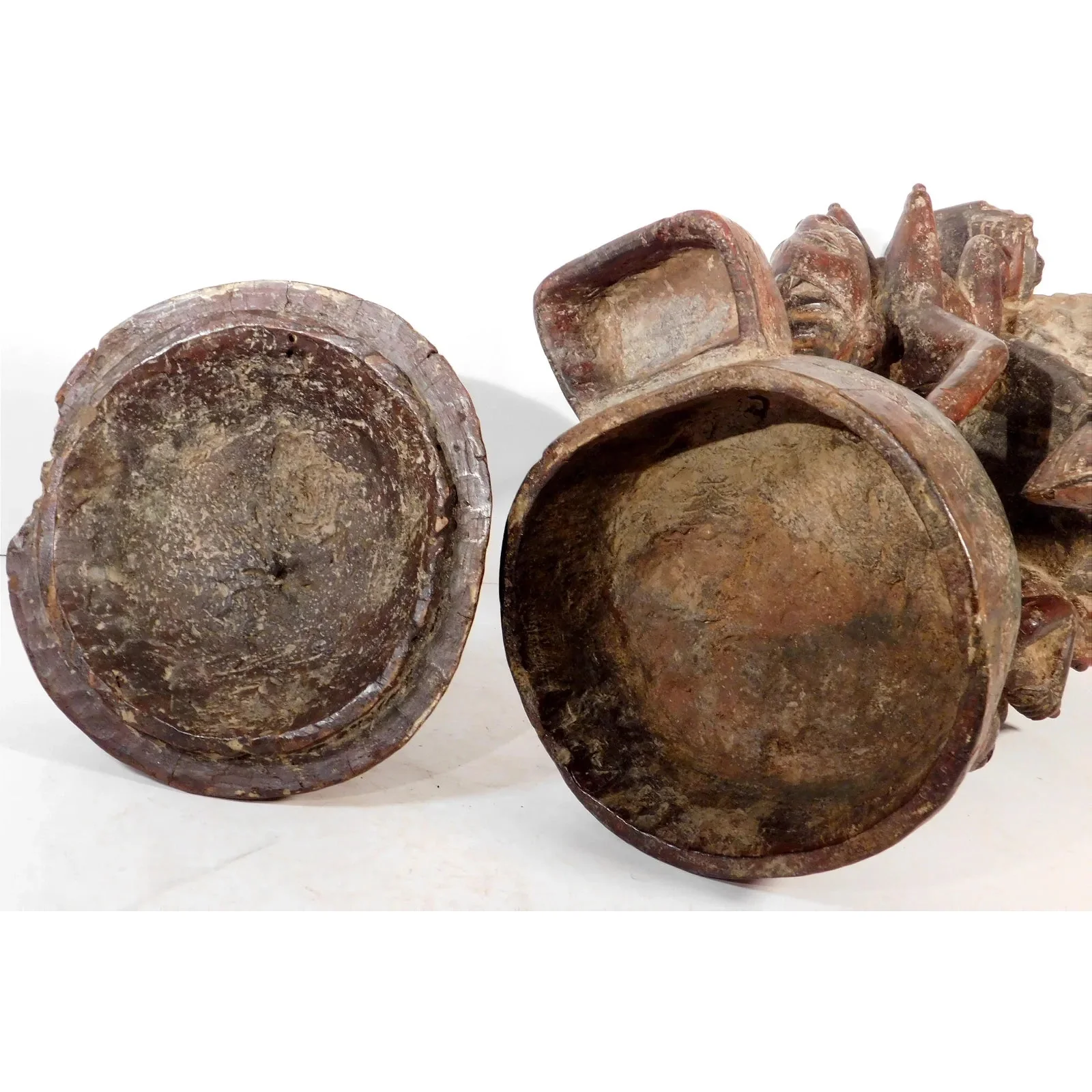 Yoruba Ceremonial Bowl With 5 Figures, Nigeria #1109 - Image 9