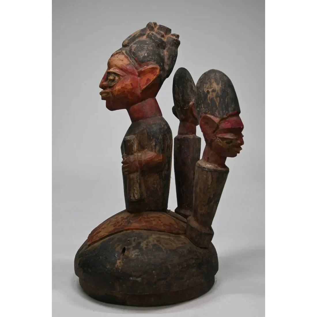 Yoruba Divination Bowl Lid with Figures, Nigeria #869 - Image 2