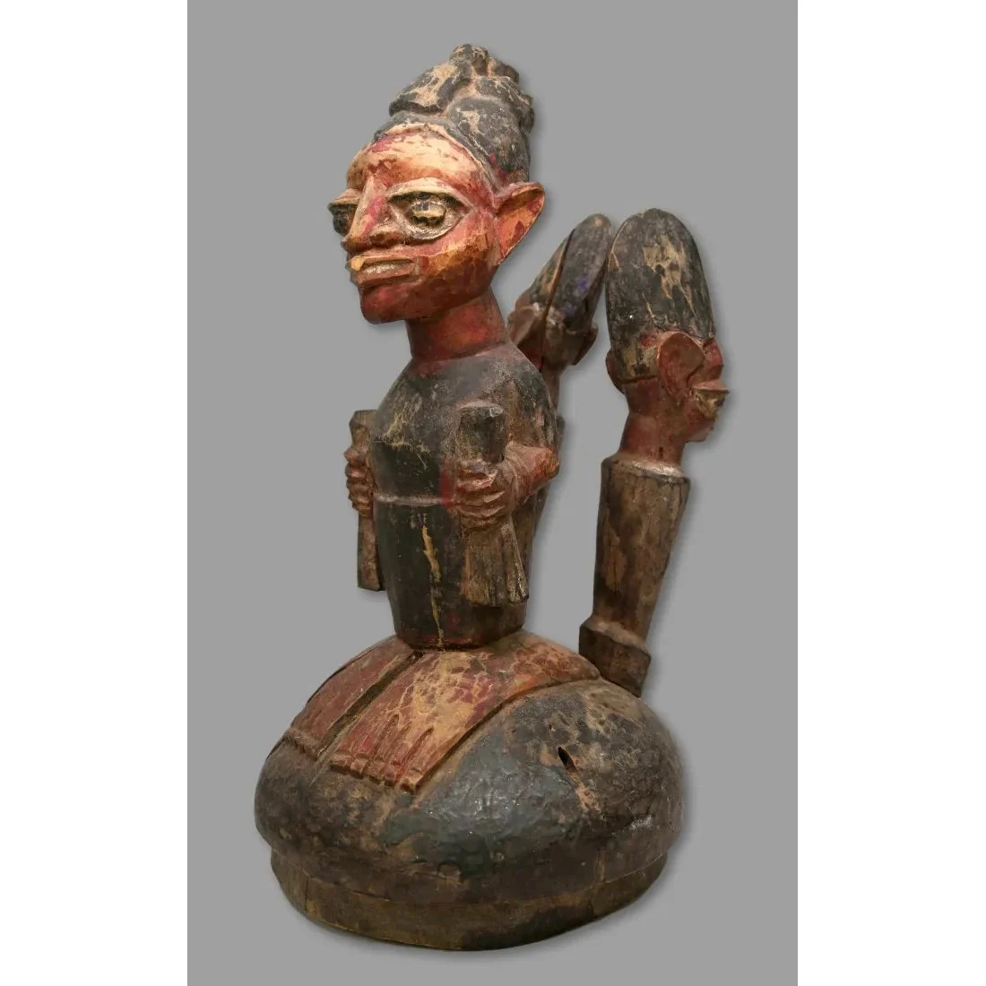 Yoruba Divination Bowl Lid with Figures, Nigeria #869 - Image 4