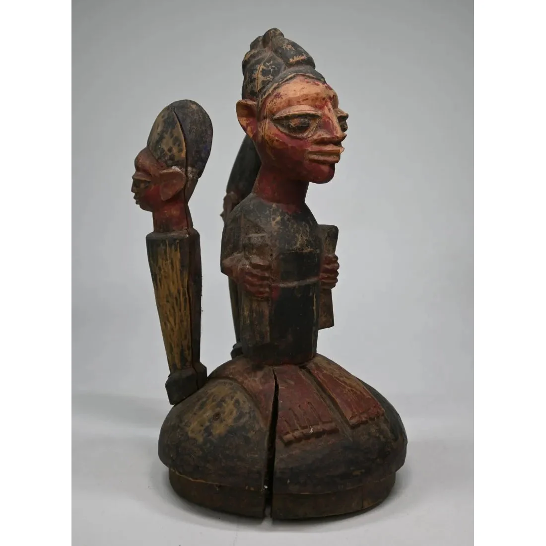 Yoruba Divination Bowl Lid with Figures, Nigeria #869 - Image 5