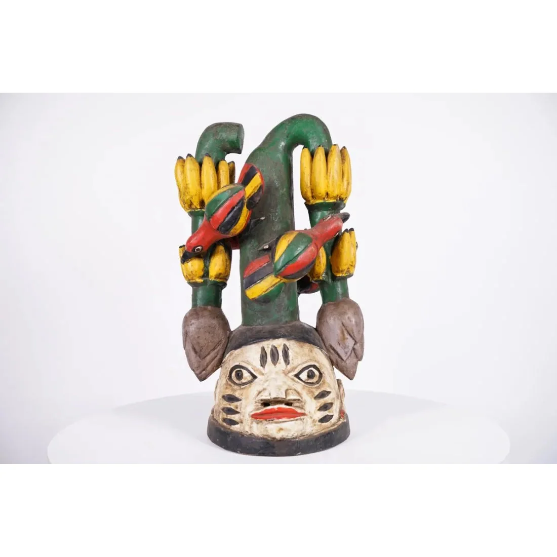 Yoruba Gelede Mask with Birds Eating Bananas, Nigeria #1108 - Image 2