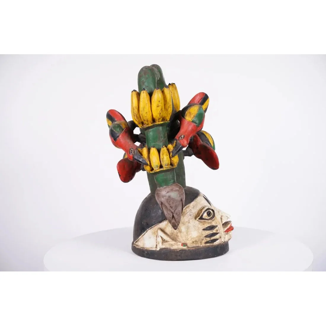 Yoruba Gelede Mask with Birds Eating Bananas, Nigeria #1108 - Image 3