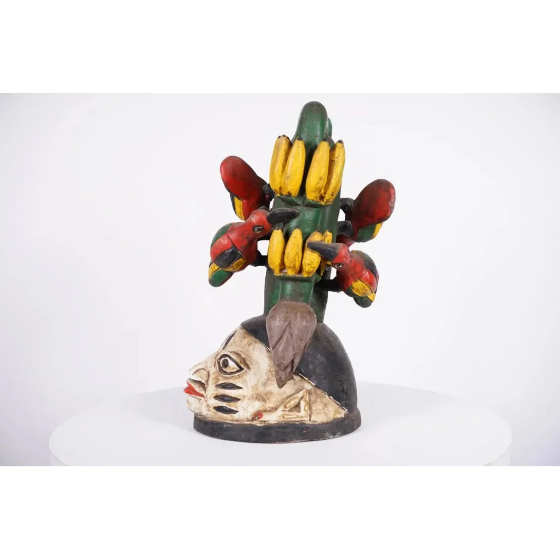 Yoruba Gelede Mask with Birds Eating Bananas, Nigeria #1108 - Image 4
