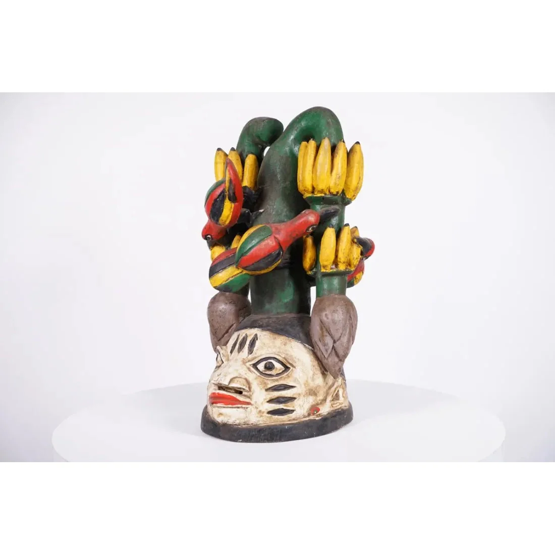 Yoruba Gelede Mask with Birds Eating Bananas, Nigeria #1108 - Image 5