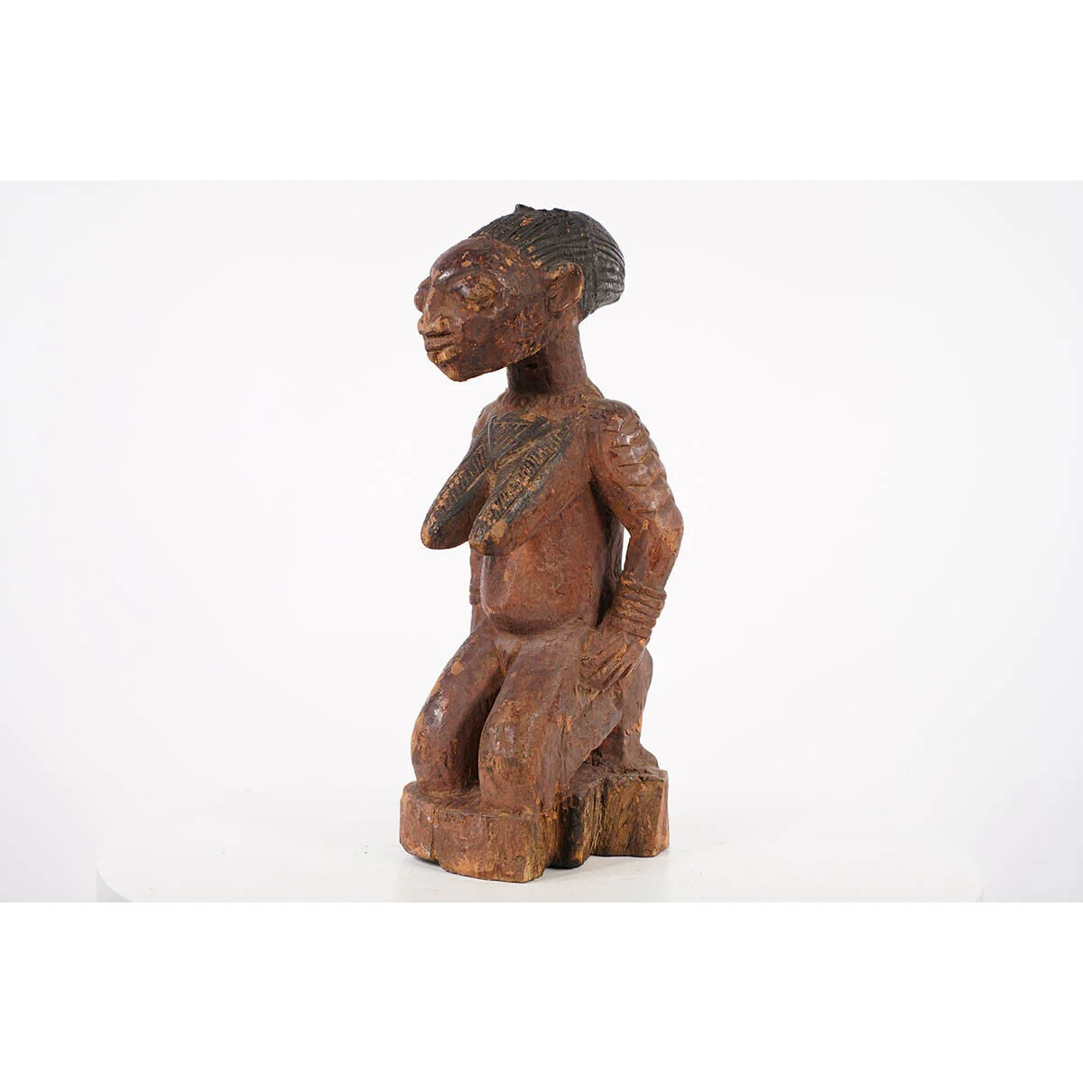 Yoruba Kneeling Female Figure, Nigeria #1111 - Image 3