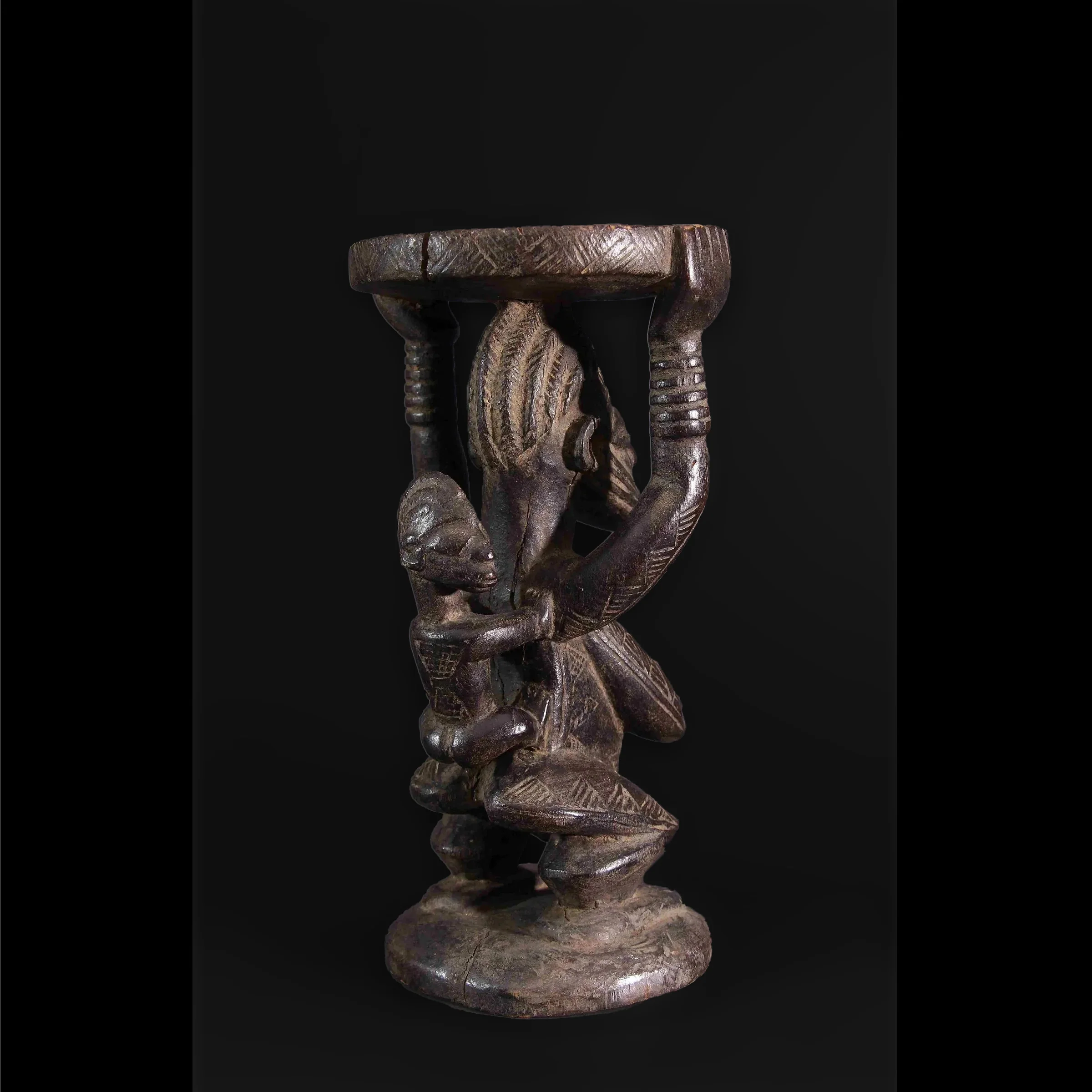 Yoruba Maternity Divination Small Altar / Pedestal Stool, Nigeria #36 - Image 2