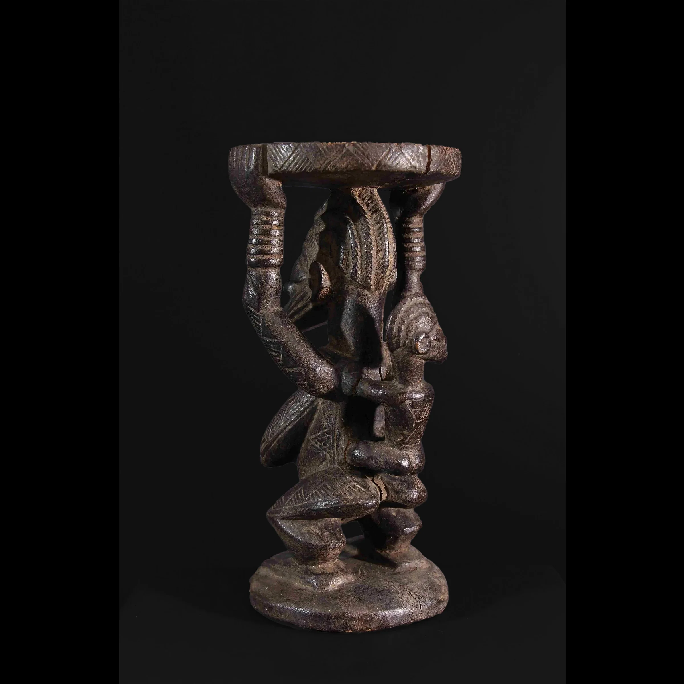 Yoruba Maternity Divination Small Altar / Pedestal Stool, Nigeria #36 - Image 4