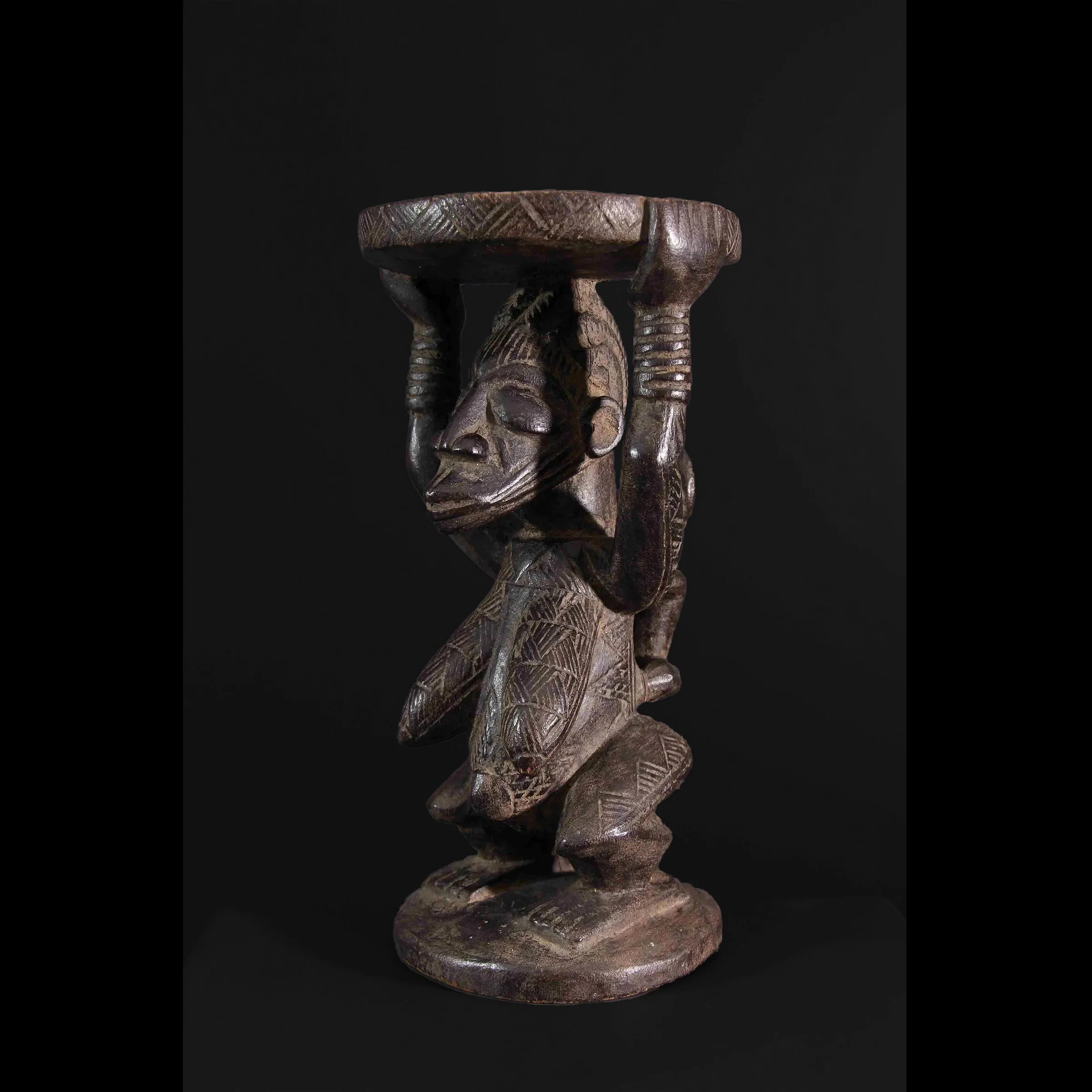 Yoruba Maternity Divination Small Altar / Pedestal Stool, Nigeria #36 - Image 5