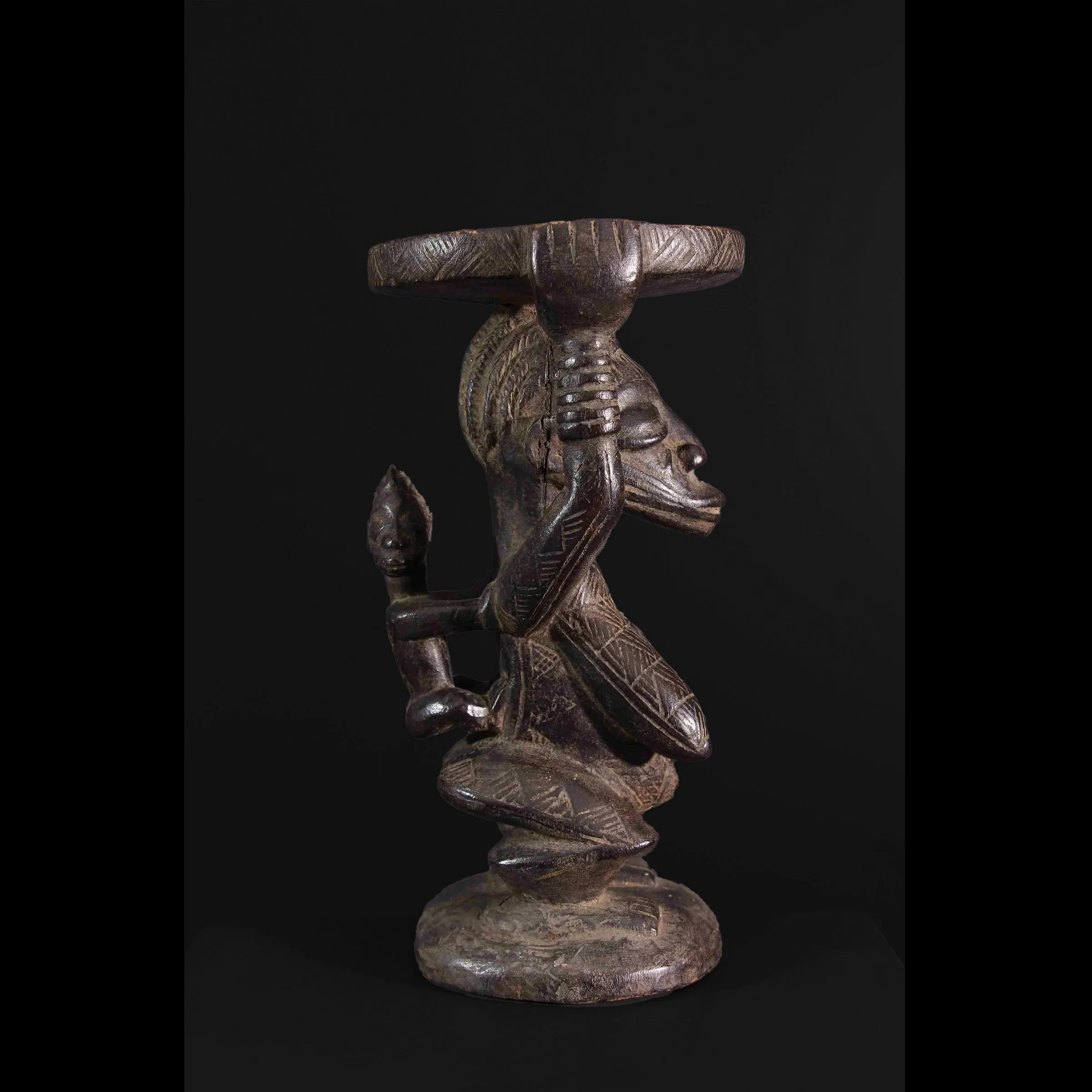 Yoruba Maternity Divination Small Altar / Pedestal Stool, Nigeria #36 - Image 6