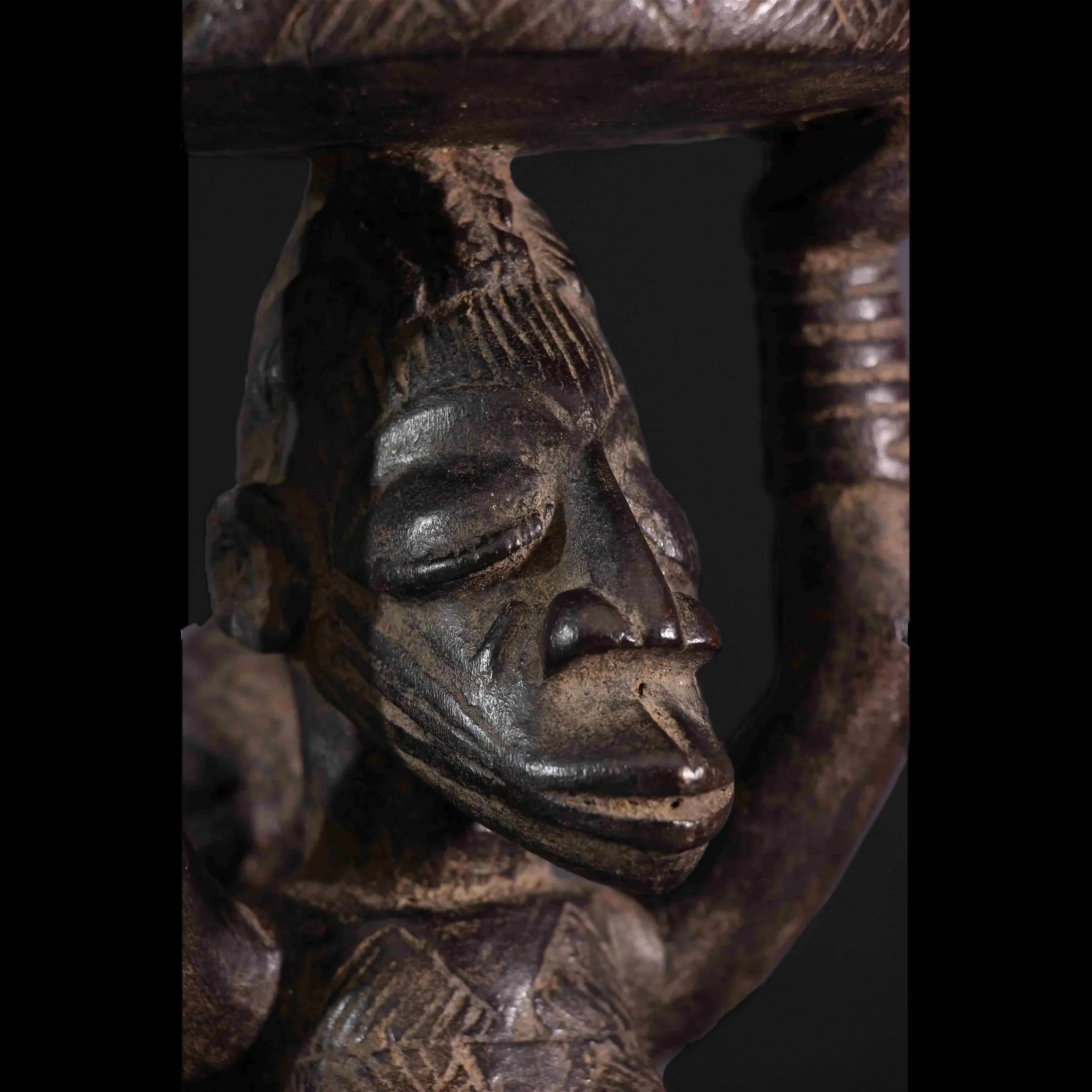 Yoruba Maternity Divination Small Altar / Pedestal Stool, Nigeria #36 - Image 8