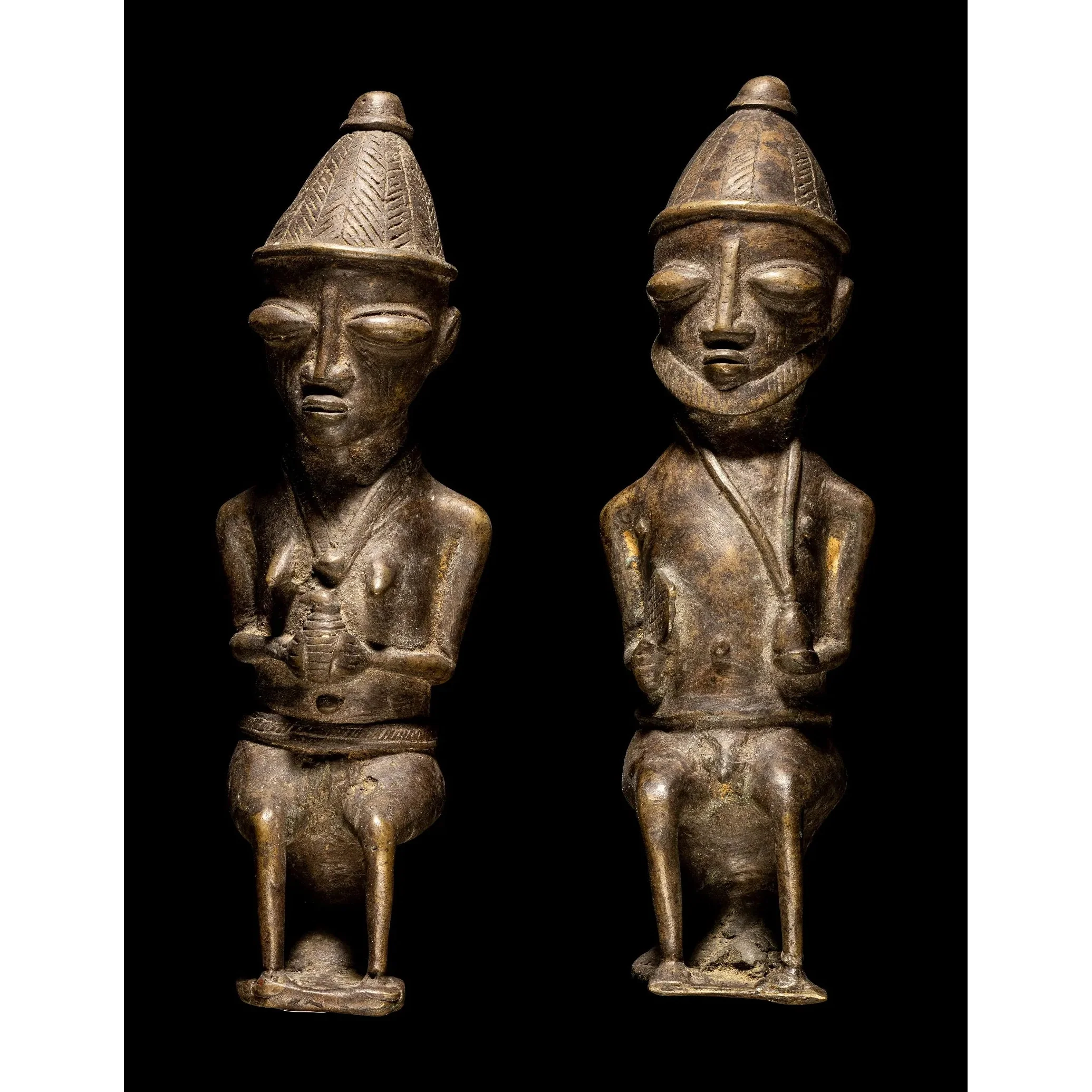 Yoruba Ogboni Male and Female Seated Figures PAIR, Nigeria #854, 857 PAIR - Image 2