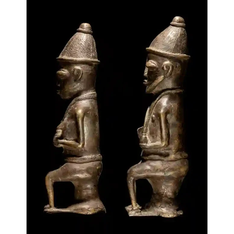 Yoruba Ogboni Male and Female Seated Figures PAIR, Nigeria #854, 857 PAIR - Image 4