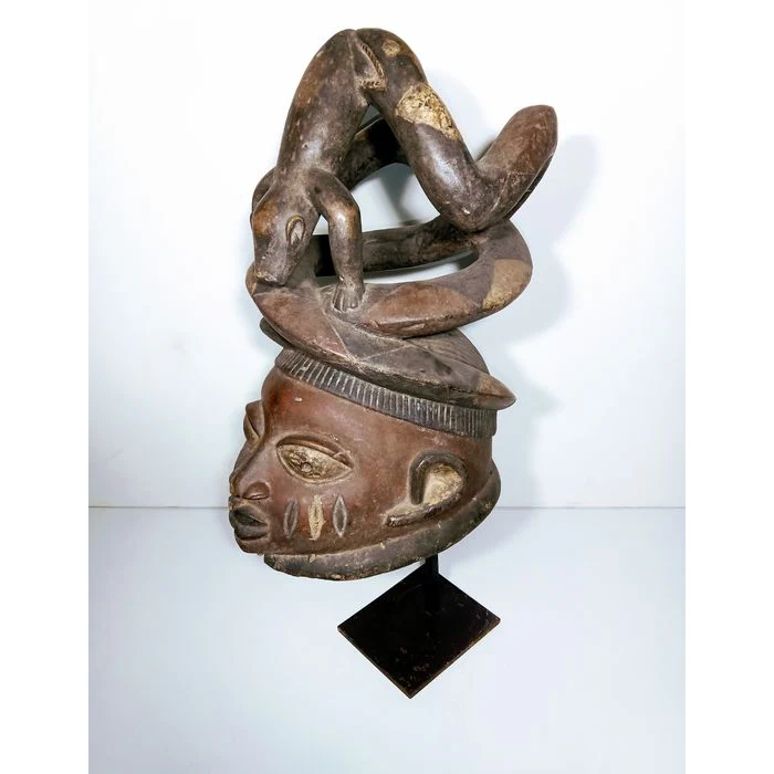 Yoruba Pythons with Warthog Parable Gelede Mask, Nigeria # - Image 3