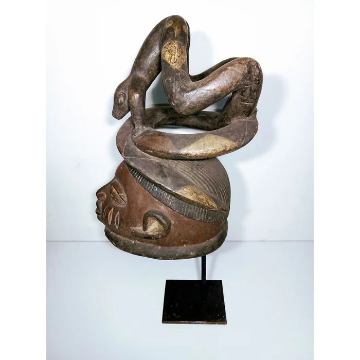 Yoruba Pythons with Warthog Parable Gelede Mask, Nigeria # - Image 4