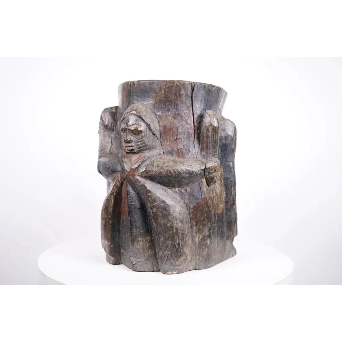 Yoruba Relief Carved Stool, Nigeria #1110 - Image 3