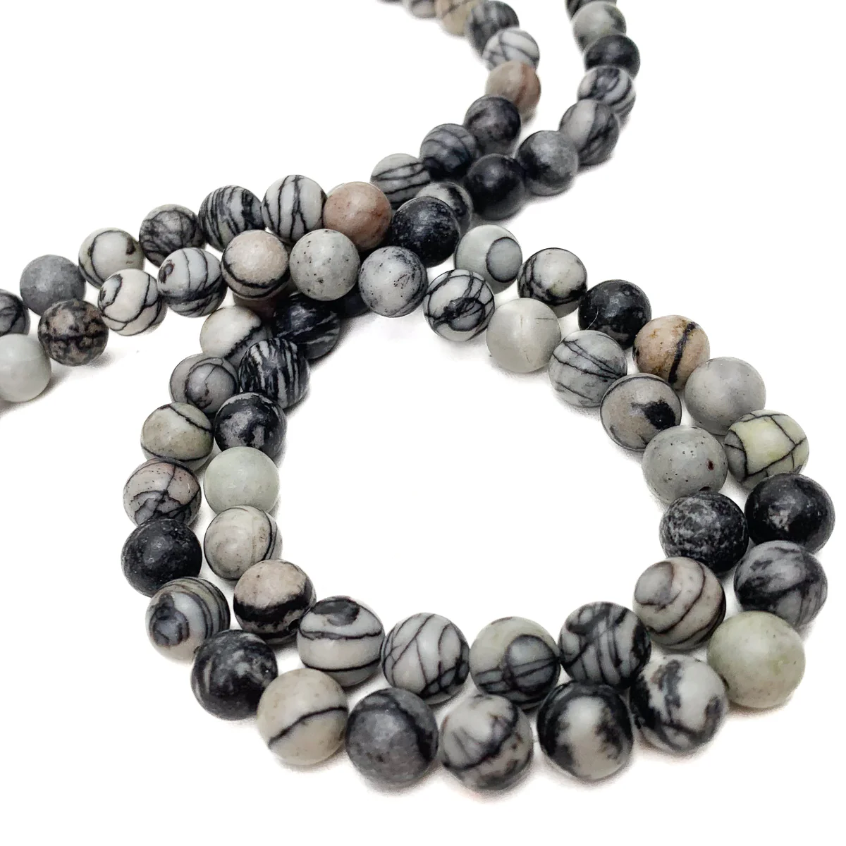 Zebra Jasper 8mm Smooth Rounds Bead Strand - Image 3