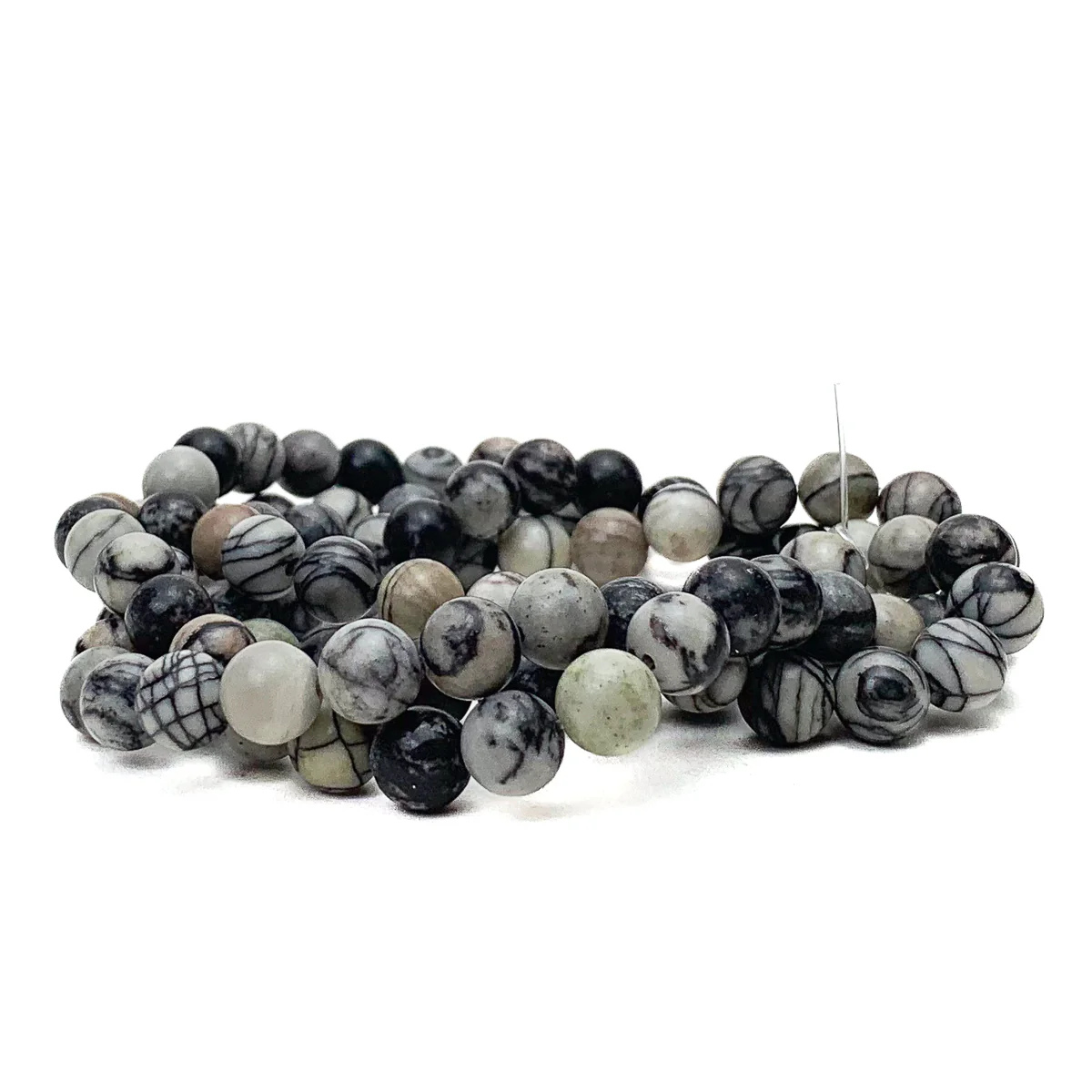 Zebra Jasper 8mm Smooth Rounds Bead Strand - Image 6