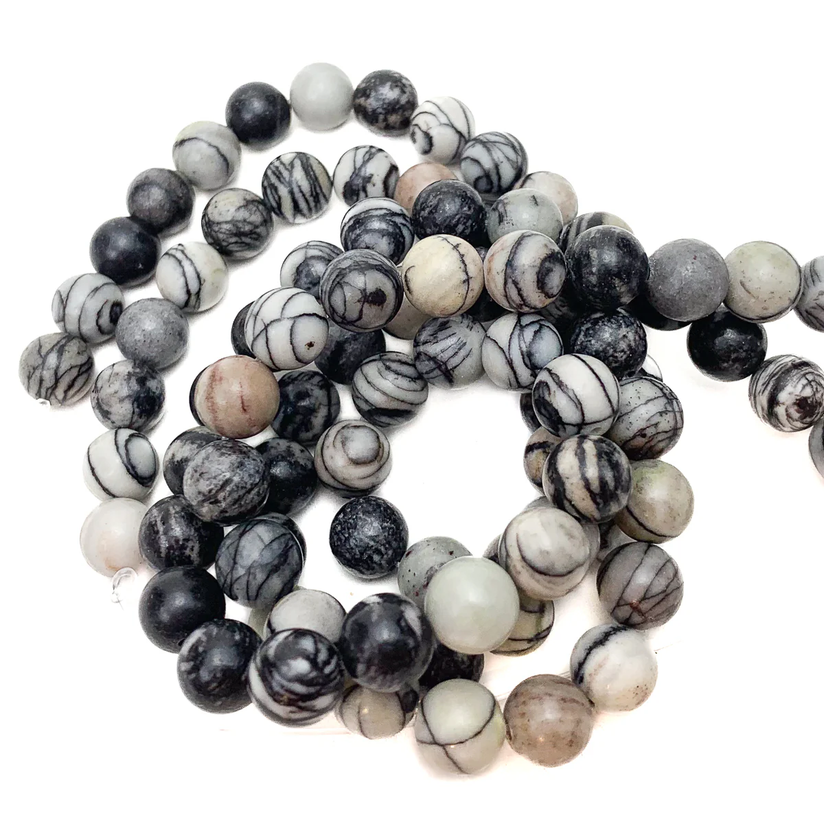 Zebra Jasper 8mm Smooth Rounds Bead Strand - Image 7