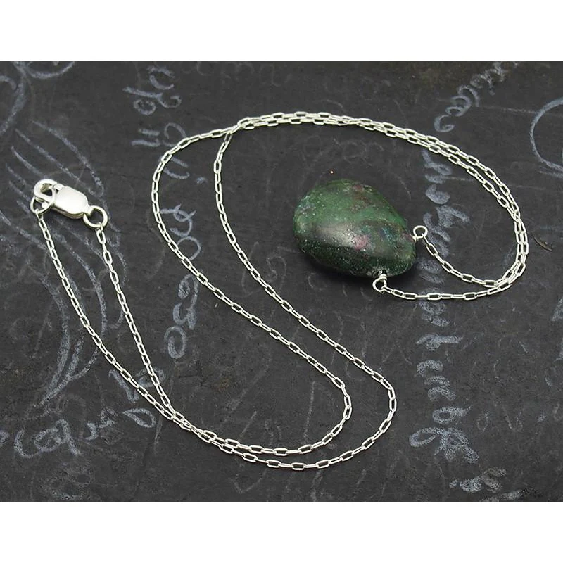 Zoisite Necklace On Sterling Silver Chain With Sterling Silver Lobster Clasp - Image 2