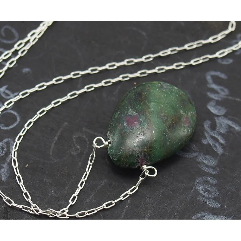 Zoisite Necklace On Sterling Silver Chain With Sterling Silver Lobster Clasp - Image 3